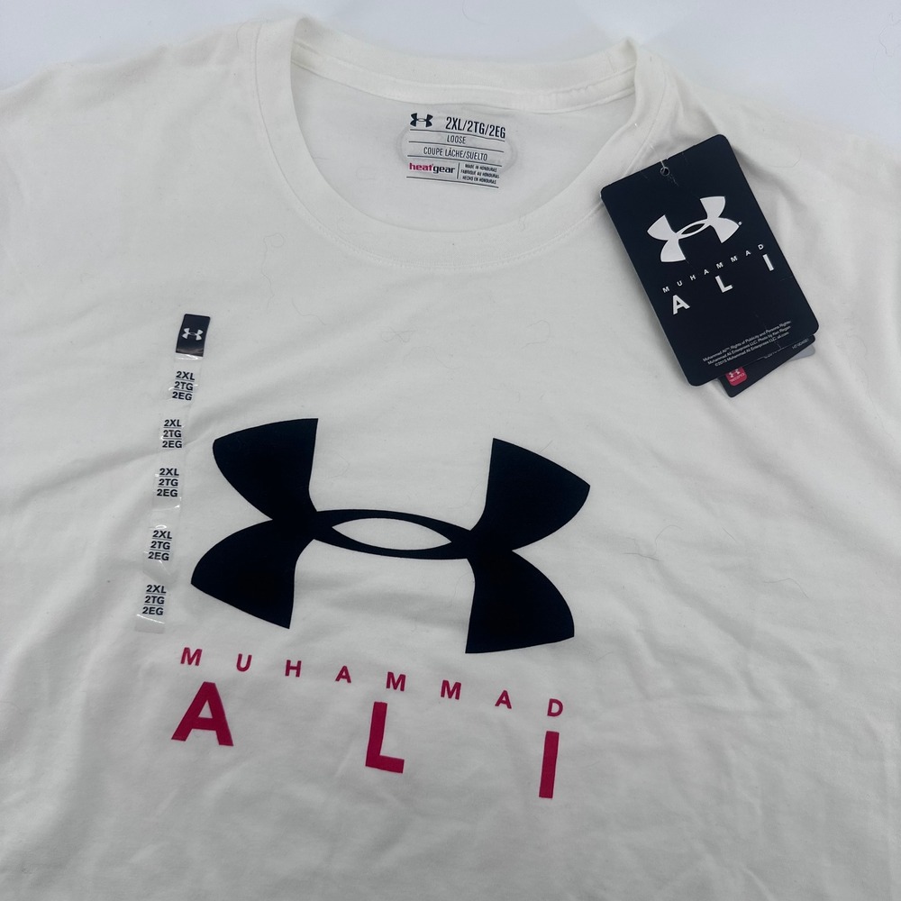 Under Armour Muhammad Ali T-Shirt Mens 2XL White HeatGear Graphic 1286299